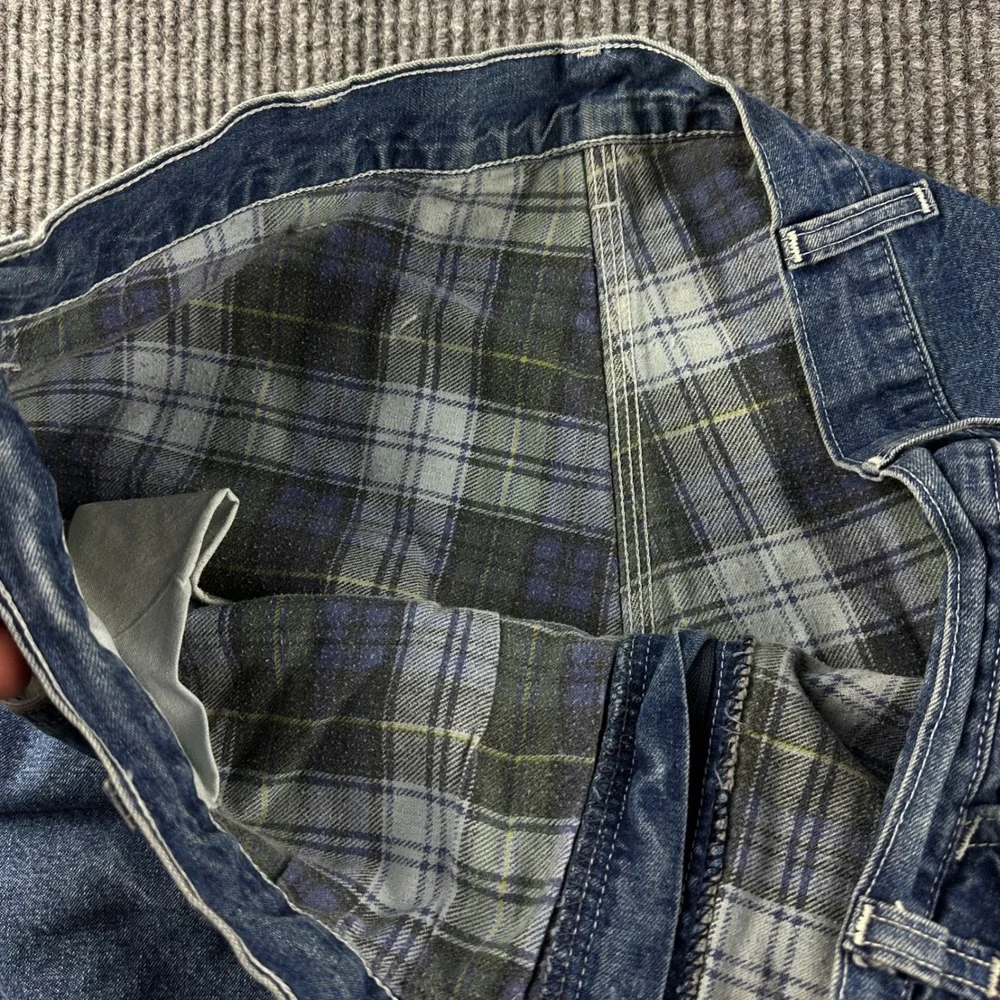 Carhartt Flannel Lined Carpenter Jeans Mens 40x26 Blue Denim Work Pants B172 DST